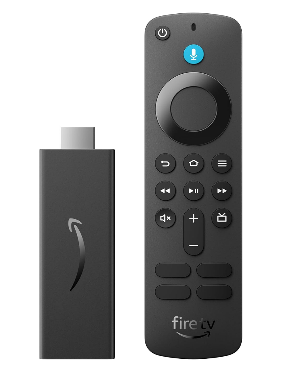 T\u00e9l\u00e9commande Fire TV, et appareil USB, tous deux noirs.