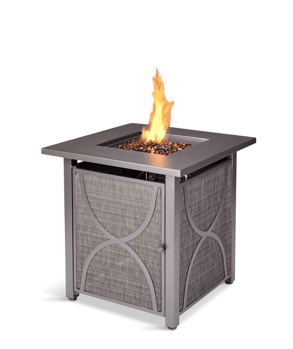 Table avec foyer d'ext\u00e9rieur For Living Bluebay, carr\u00e9, 40 000 BTU, noir, sur le site du Canadian Tire.