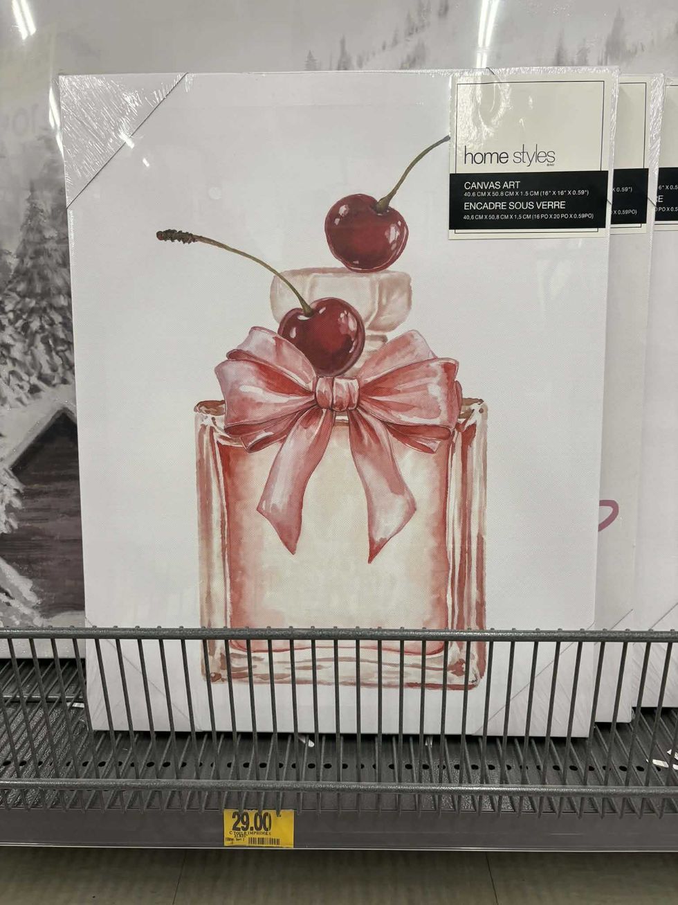 Tableau avec un parfum rose et des cerises.