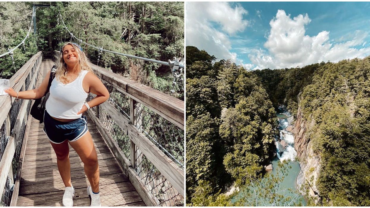 Tallulah Gorge State Park In North Georgia Has A Huge Suspension Bridge And Waterfalls