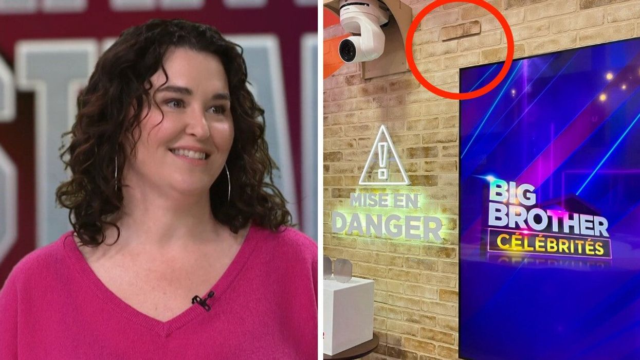 Tammy Verge à Big Brother Célébrités. Droite : Les briques mystères à Big Brother Célébrités.