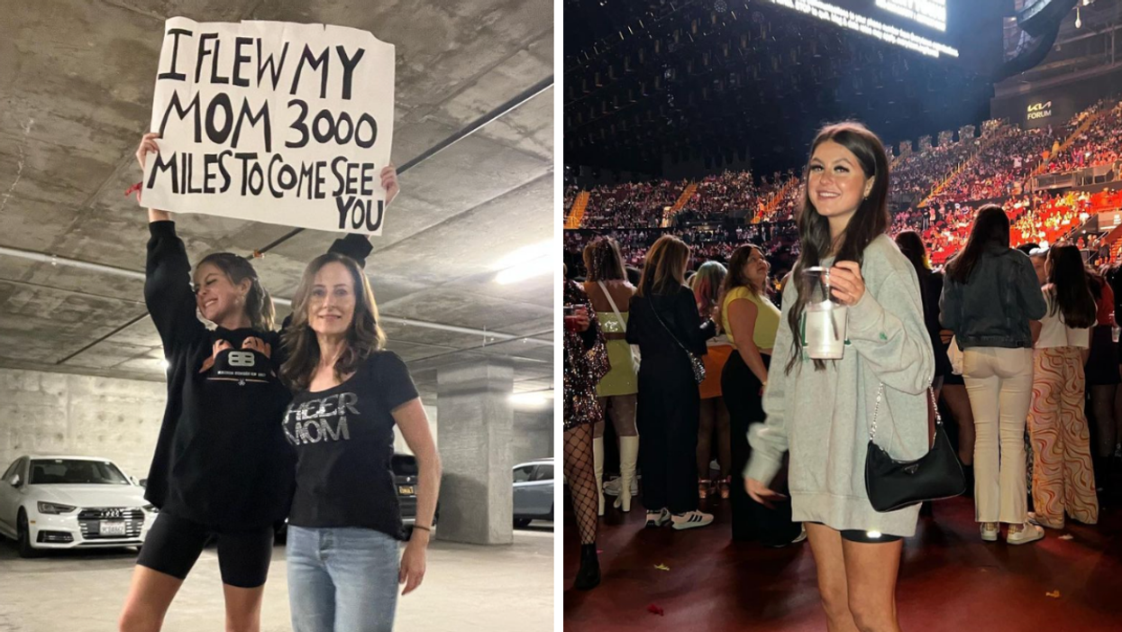 Tara Lynn and her mother. Right: Tara Lynn at a Harry Styles concert.