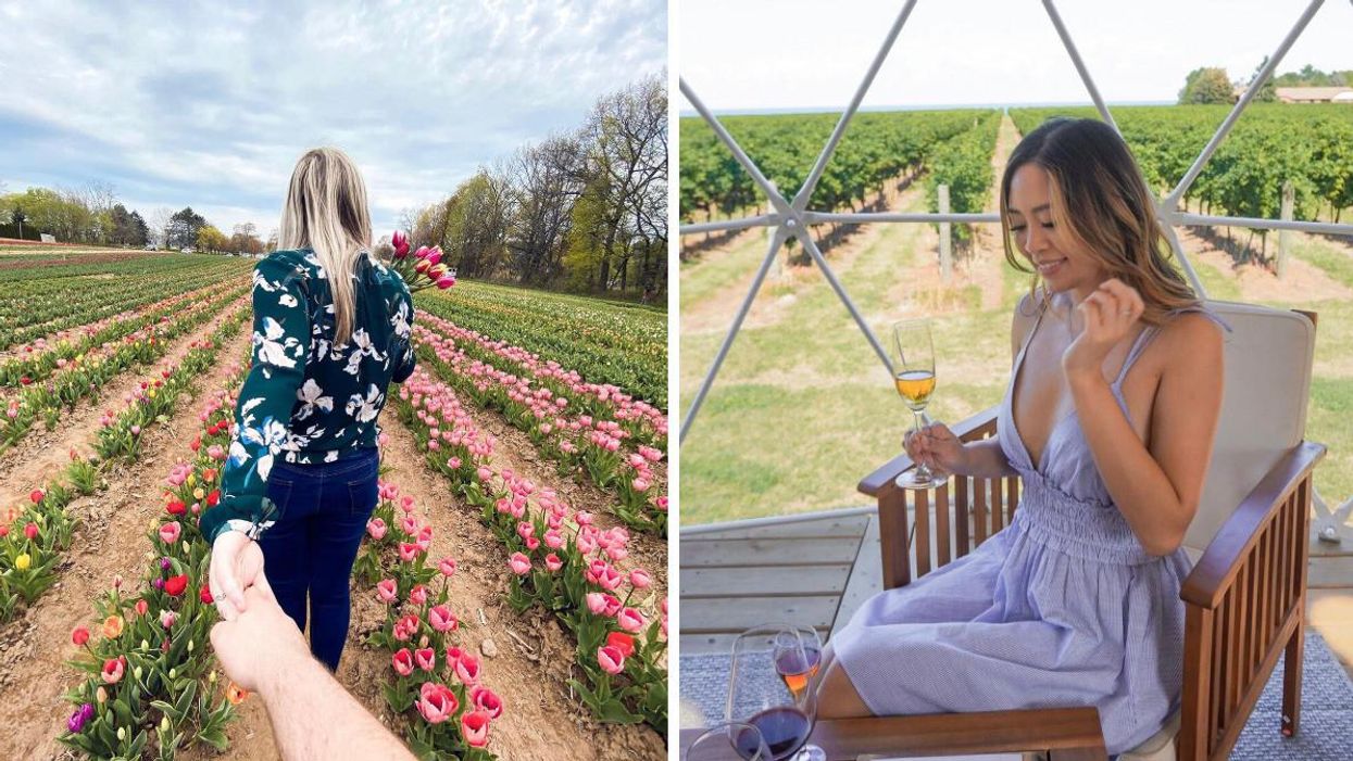 Tasc Pick Farm in Fenwick, Ontario. Right: Konzelmann Estate Winery in Niagara-on-the-Lake, Ontario.