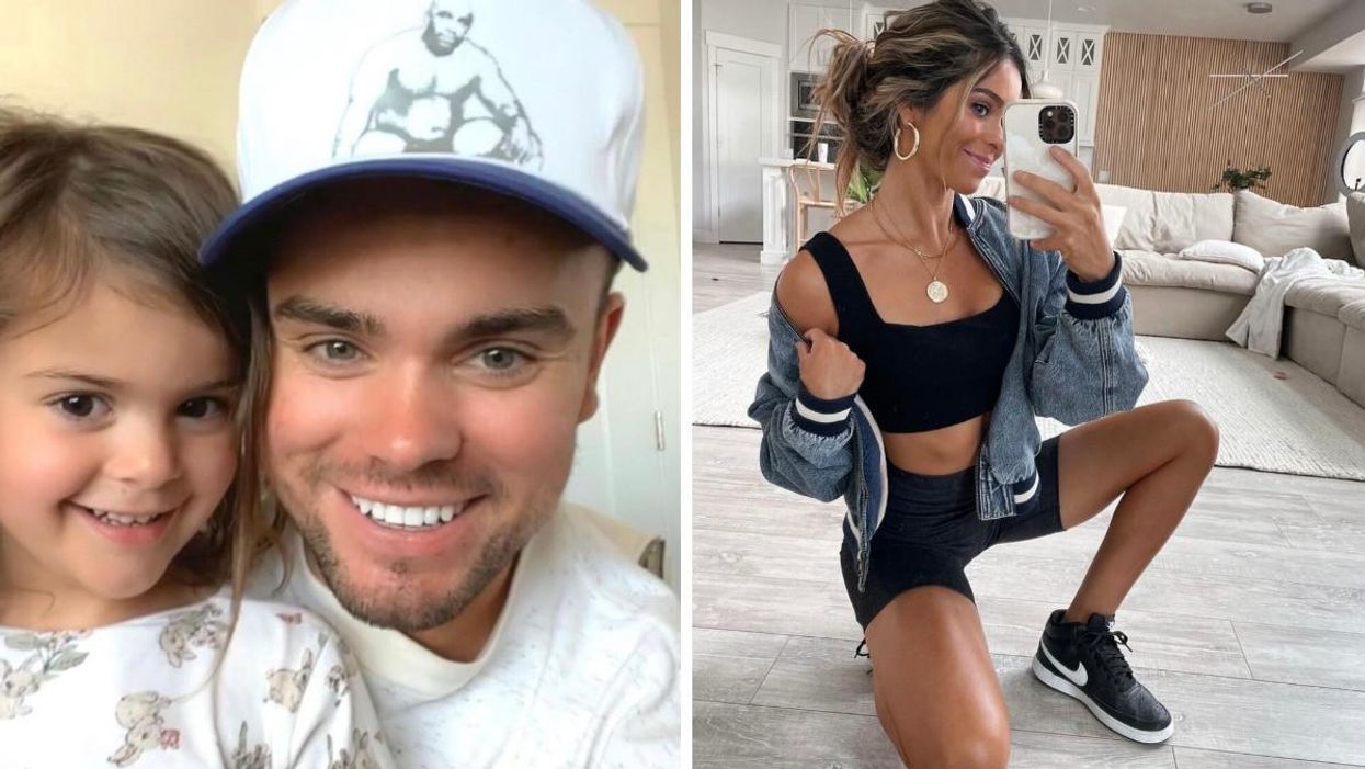 Tate Paul taking a selfie with his kid. Right: Taylor Frankie Paul posing for a mirror selfie. 