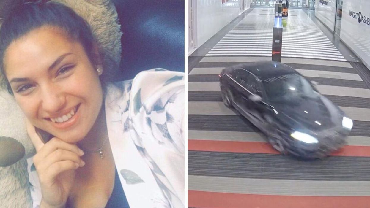 Taylor-Anna Kobinger. Right: Taylor's stolen vehicle being used in a robbery at Vaughan Mills.