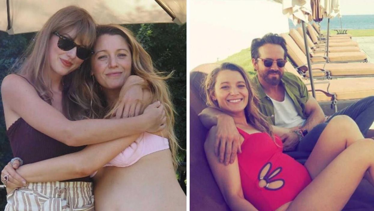 Taylor Swift and Blake Lively. Right: Blake Lively and Ryan Reynolds.