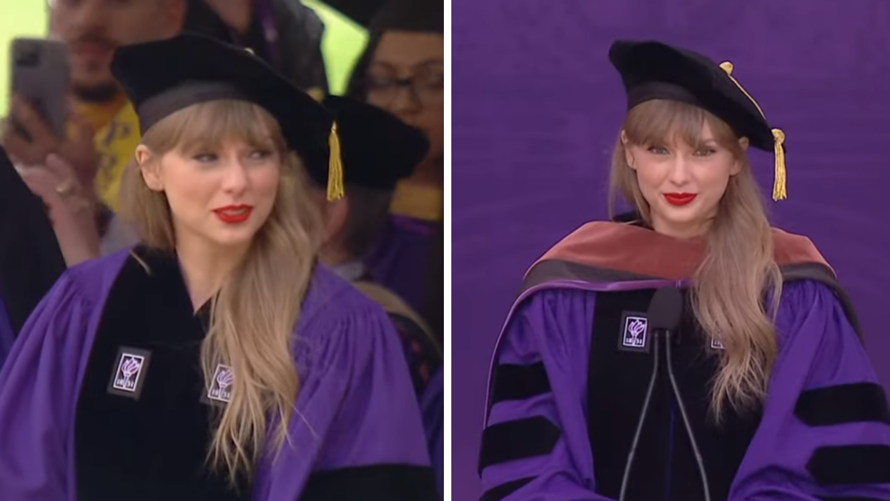 Taylor Swift at NYU's graduation ceremony.