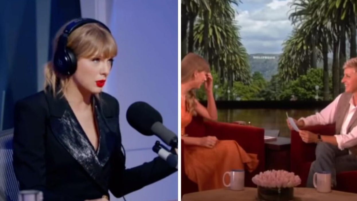 Taylor Swift on Zane Lowe's interview. Right: Taylor Swift on The Ellen Show.