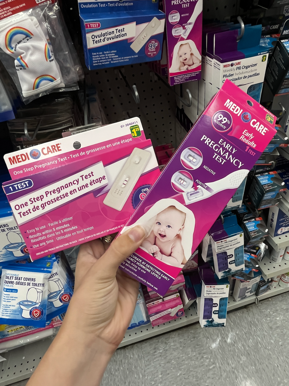 Test de grossesse au Dollarama.