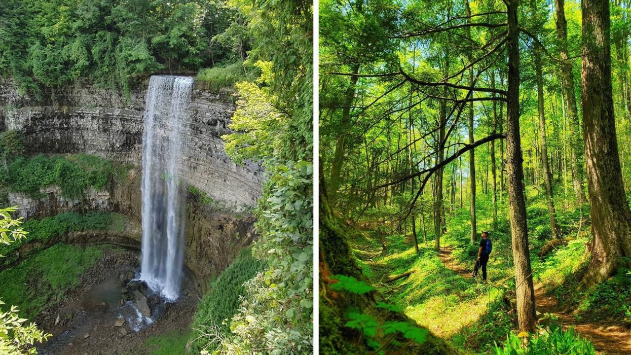 Tew Falls in Dundas, Ontario. Right: Boyne Valley Provincial Park in Shelburne, Ontario.