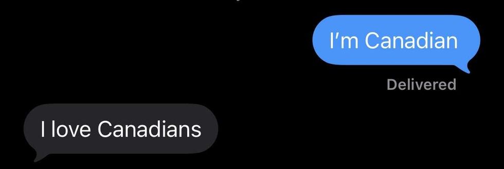 Text that says: "I love Canadians".