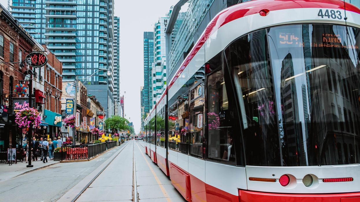 The 504 TTC streetcar on King Street in Toronto, ON.