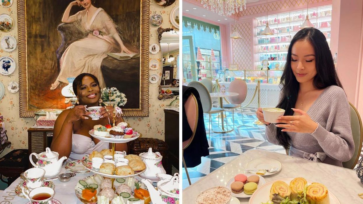 The After Queen Tea Shop in Thornhill, Ontario. Right: Ladurée in Yorkdale Mall, Toronto, Ontario.