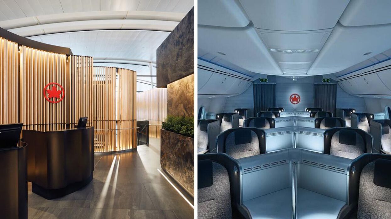 The Air Canada Signature Suite. Right: Seats on Air Canada's Signature Class cabin.