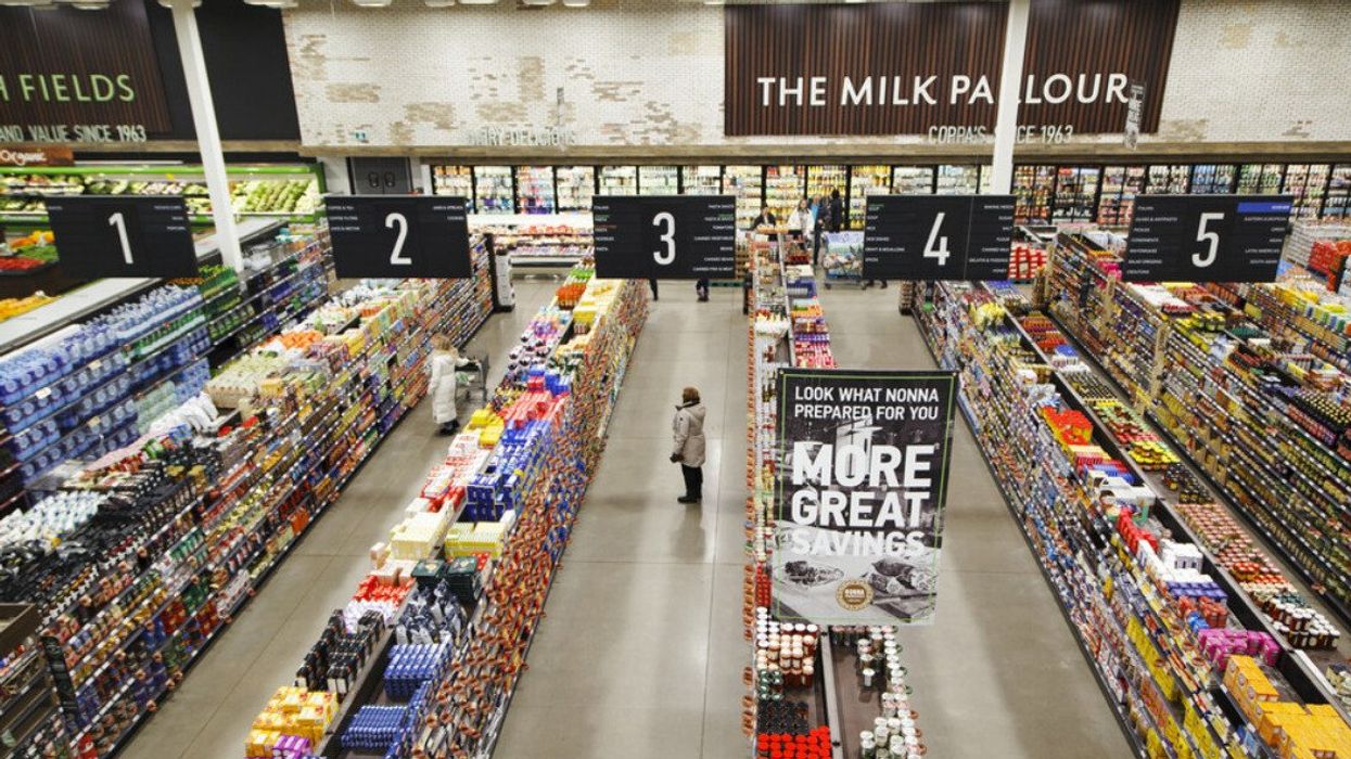 The aisles of a grocery store in Toronto, Ontario.