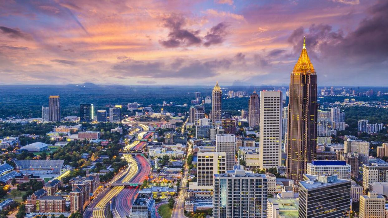 The Atlanta Skyline at dusk.