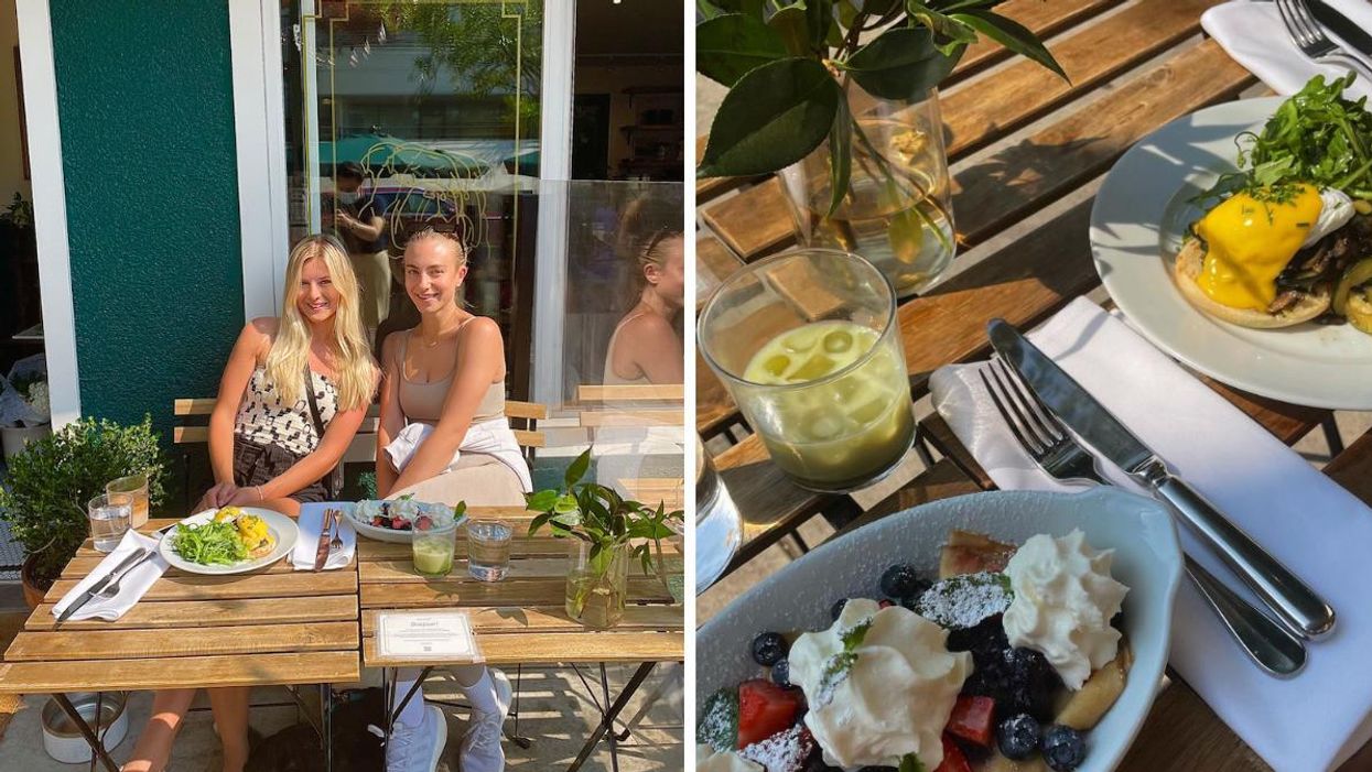 The author (left) at one of many Vancouver brunches.