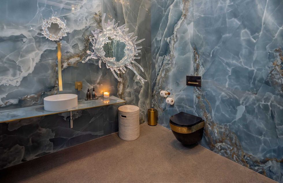 The bathroom at Piano Piano, Colborne Street, Toronto.