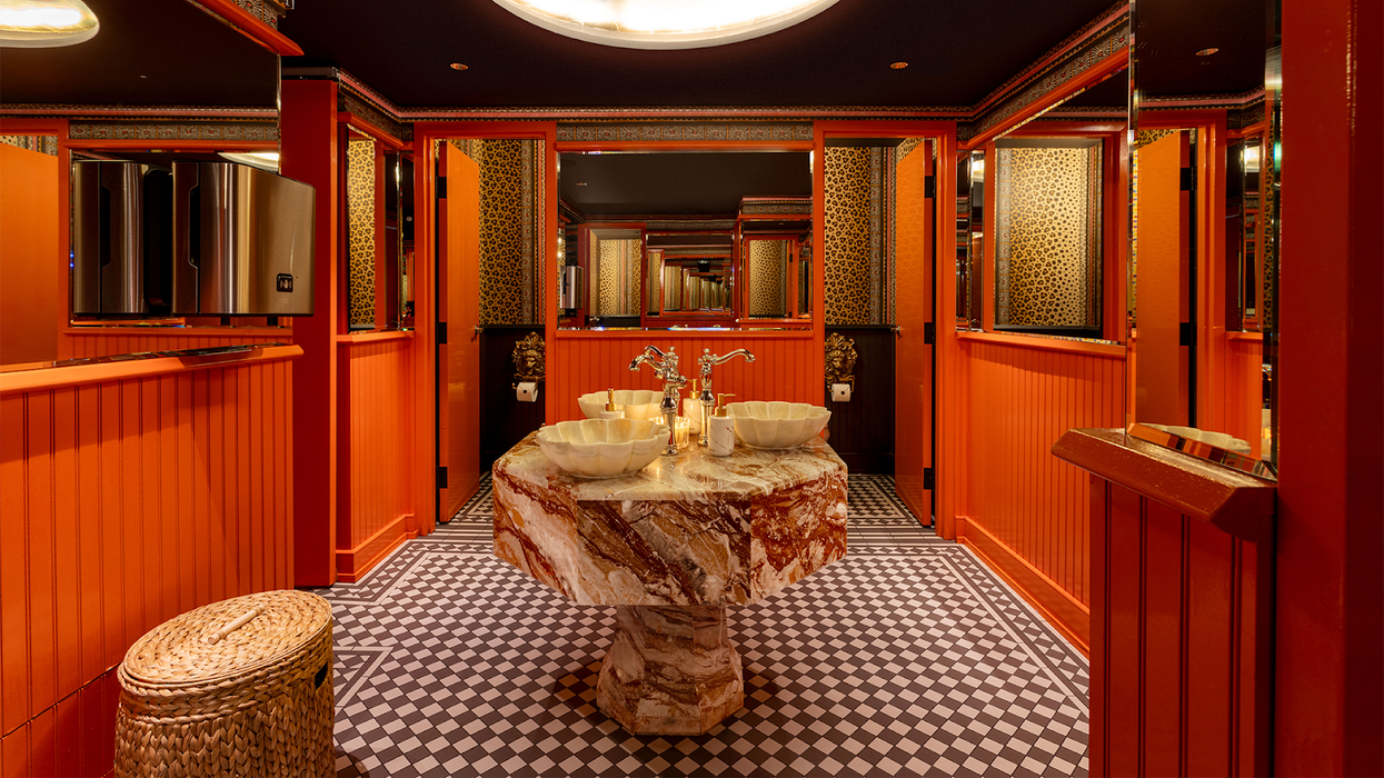 The bathroom at Piano Piano, Colborne Street, Toronto.