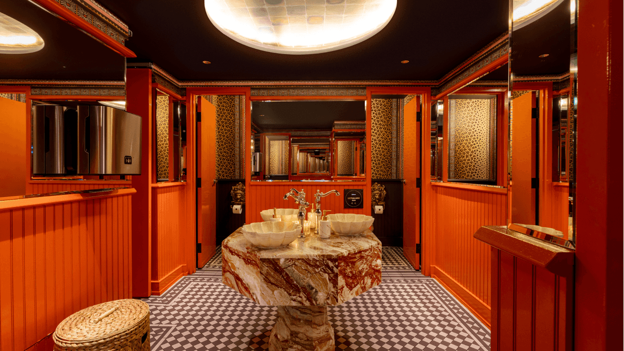 The bathroom at Piano Piano, Colborne Street, Toronto.