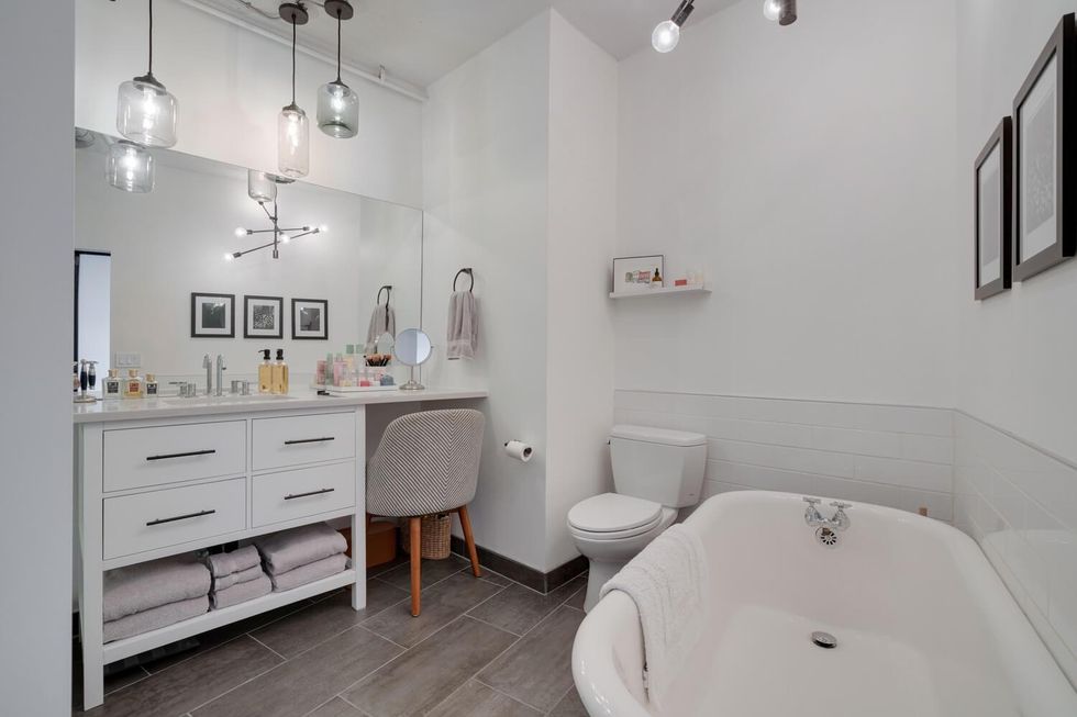 The bathroom in the condo.