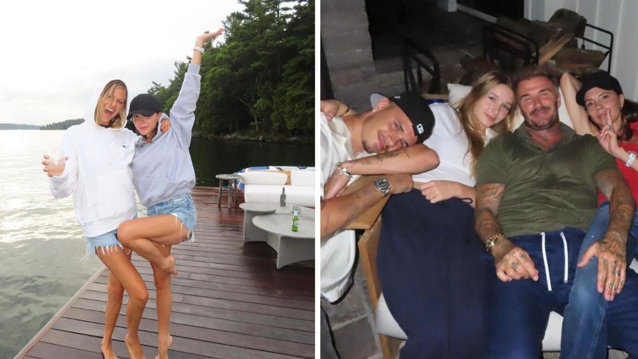 The Beckham family hanging out in Muskoka.