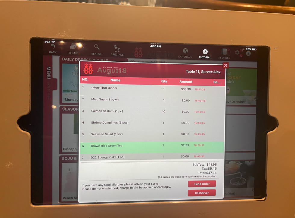 The bill at August 8.