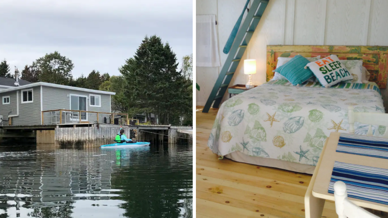 The Boat House Airbnb. Right: The Sea Shore Bunkie Airbnb.
