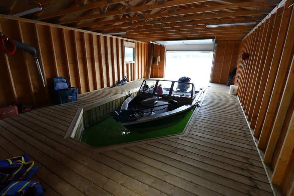 The boathouse on the property.