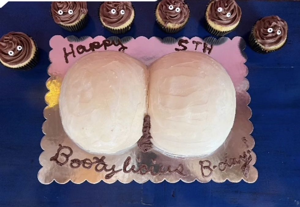 The booty cheek birthday cake.