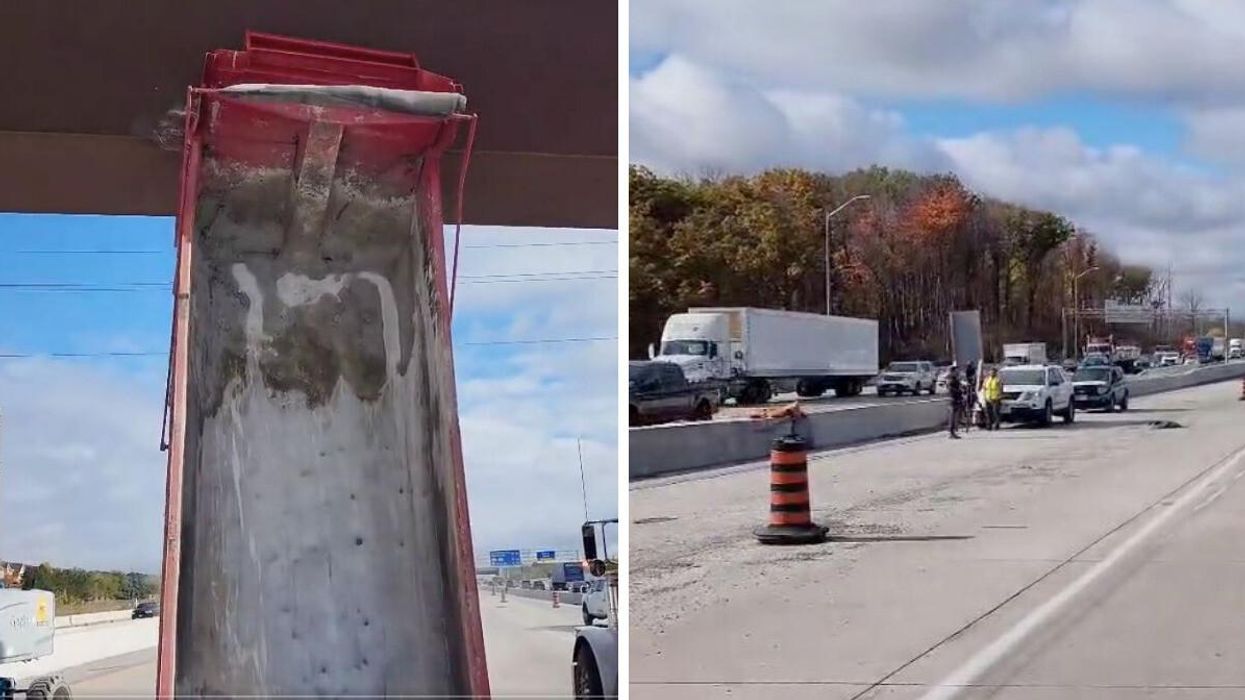 The box wedged. Right: Wednesday's traffic.