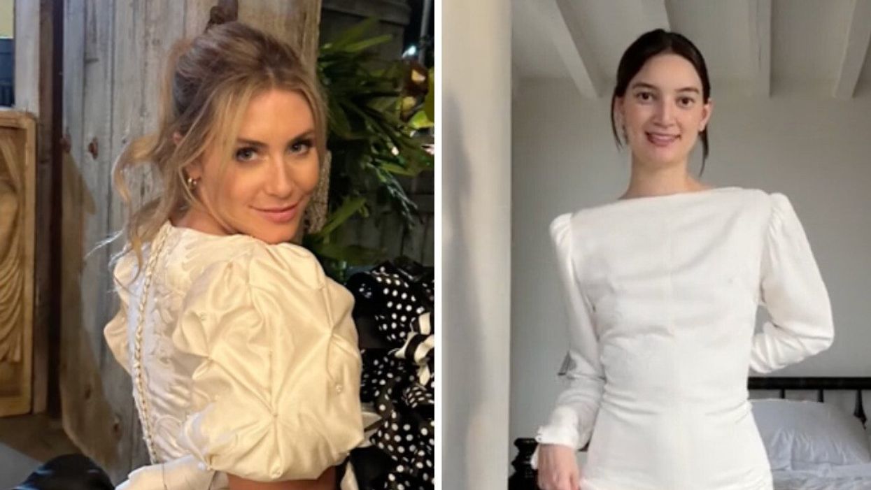 The brides showing the old and new wedding dresses in their TikTok videos.