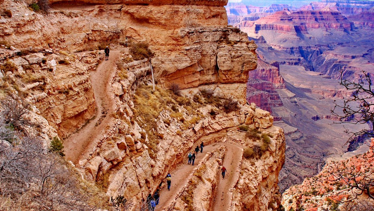 The Bright Angel Trail at Grand Canyon National Park, Arizona.
