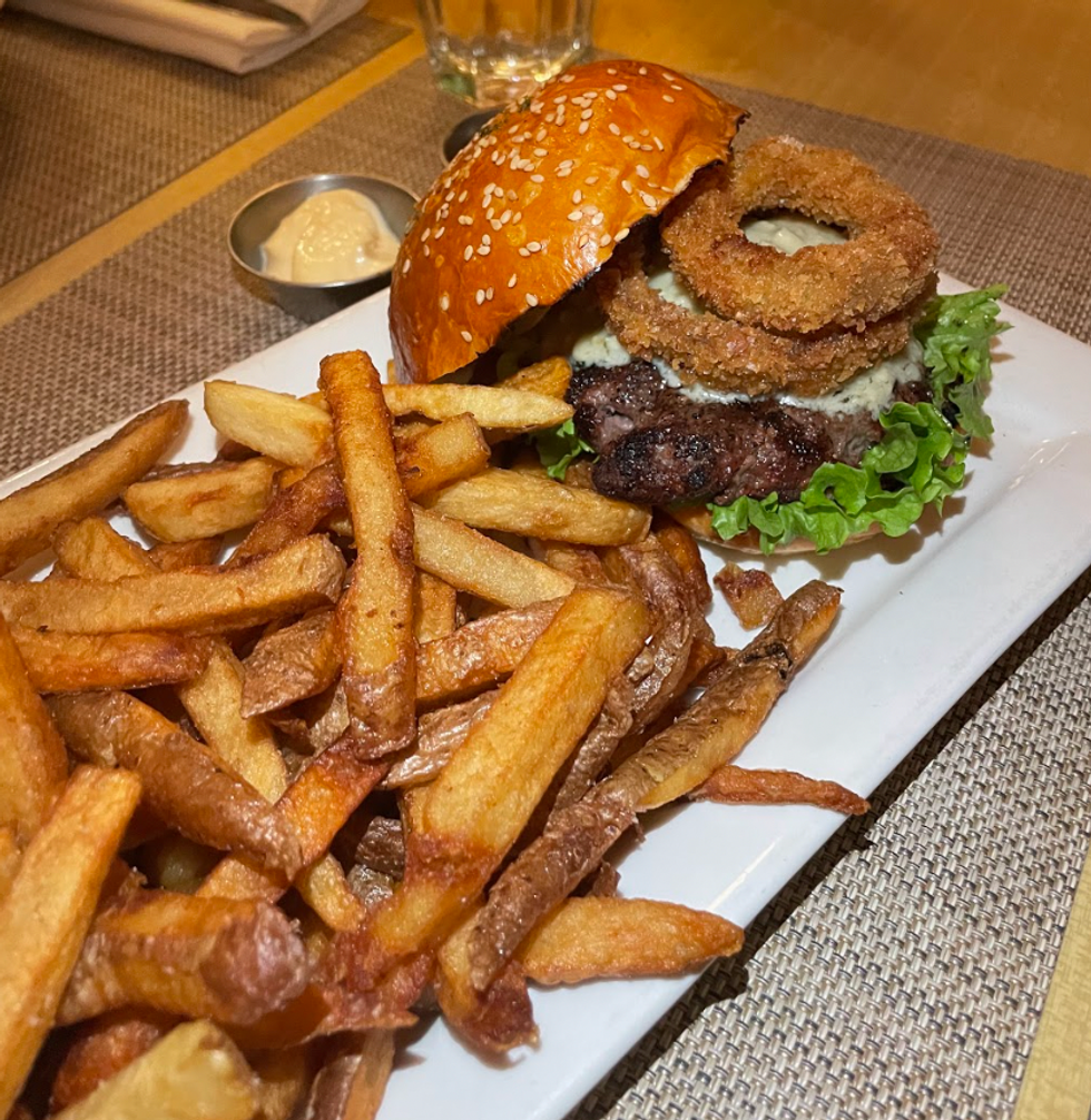 The burger and fries at The Senator.