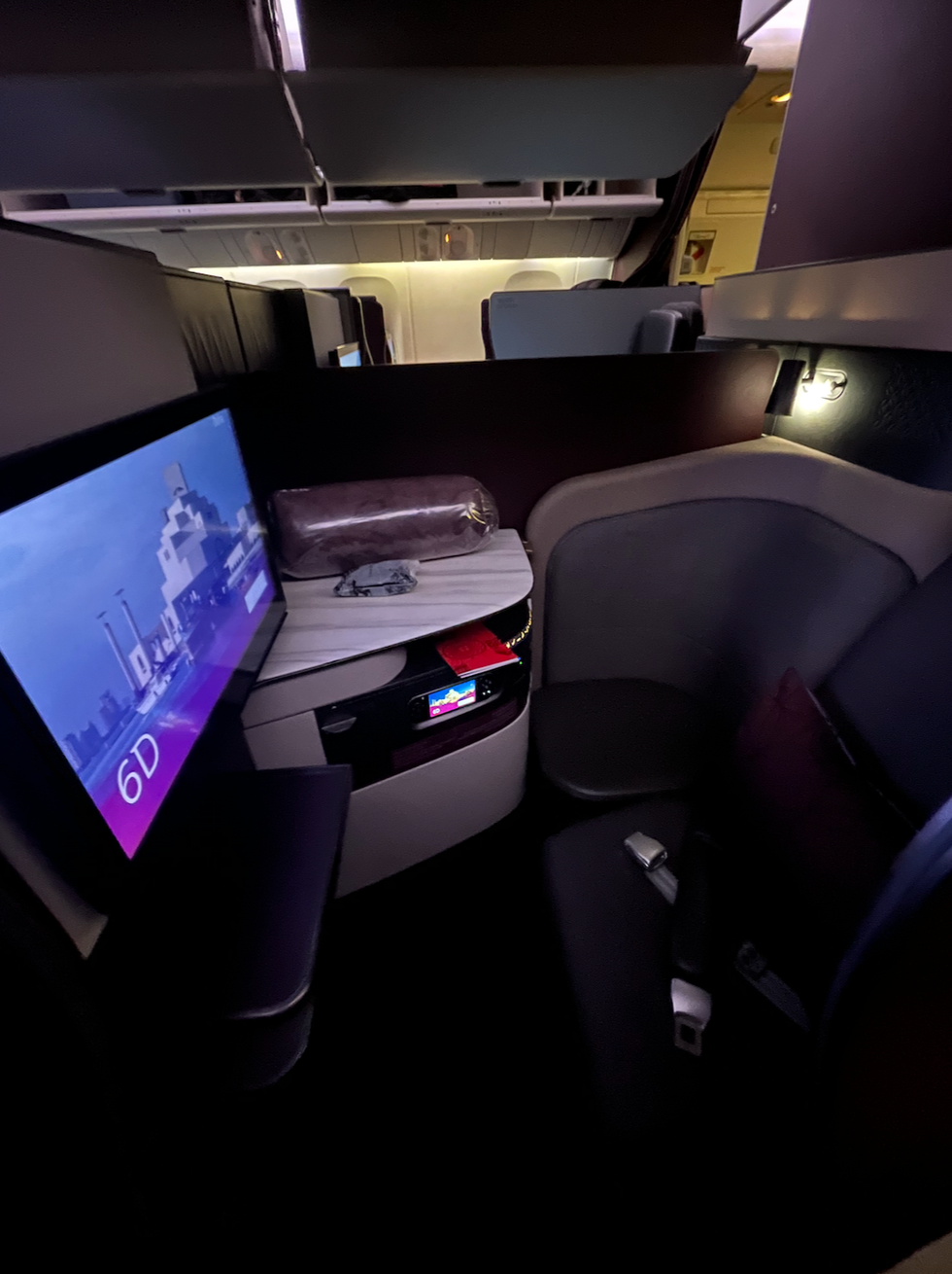 The business class seat on Qatar Airways.