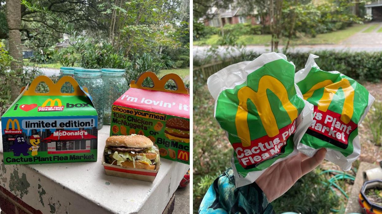 The Cactus Plant Flea Market boxes. Right: Two wrapped toys from the Cactus Plant Flea Market boxes.
