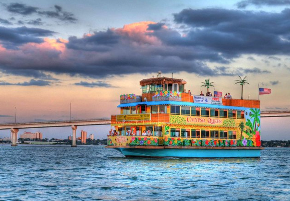 The Calypso Queen on the water.
