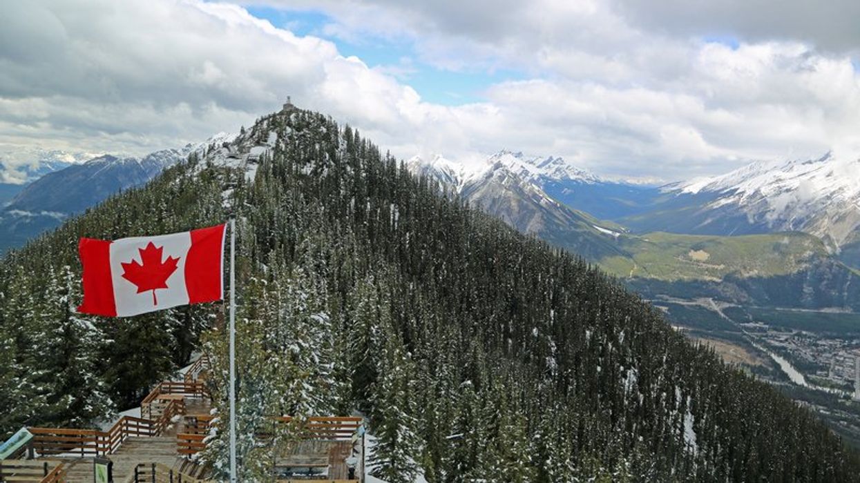 The Canadian flag at Banff National Park.