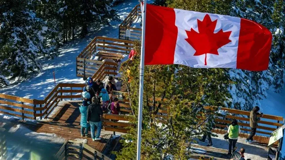 The Canadian flag at Banff National Park.