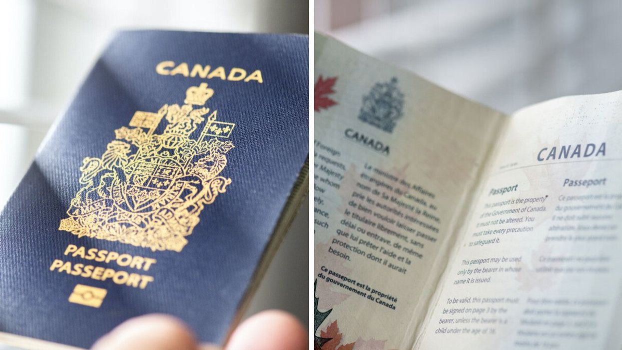 The Canadian passport. Right: The pages of a Canadian passport.