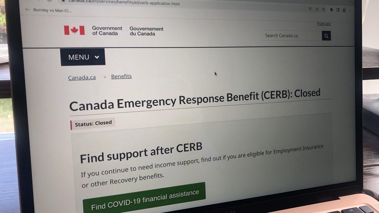 The CERB application page on the CRA website.