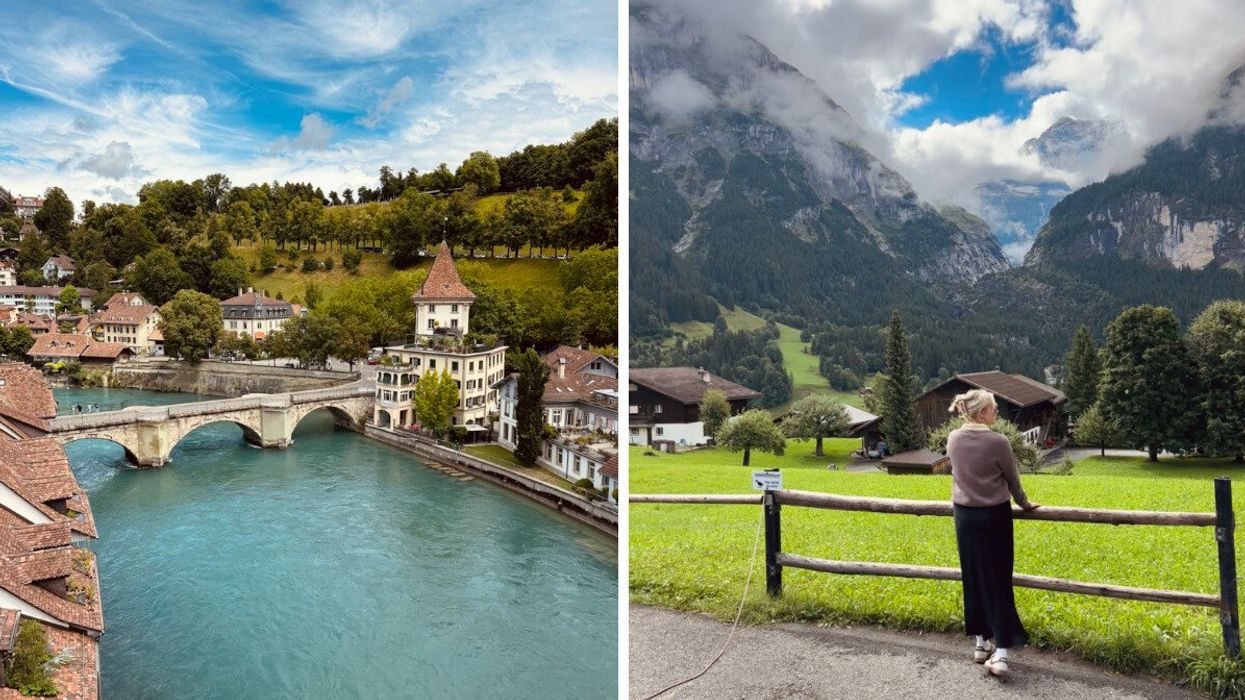 The charming city of Bern. Right: Helena in Grindelwald, Switzerland.