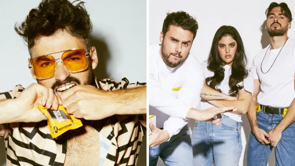 The Chief Rainmaker and co-founder of Mid-Day Squares, Jake Karls. Right: Jake Karls and his business partners, Lezlie Karls and Nick Saltarelli.