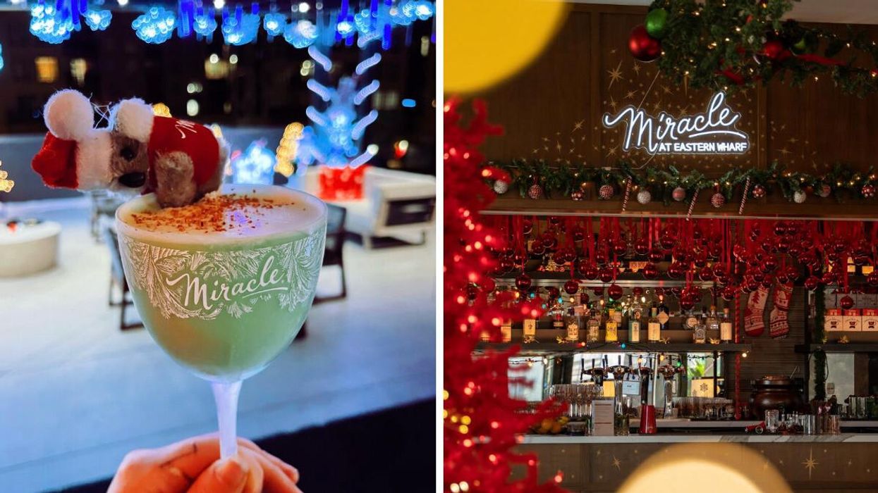 The Christmas Cricket cocktail. Right: The Miracle Bar at Eastern Wharf.