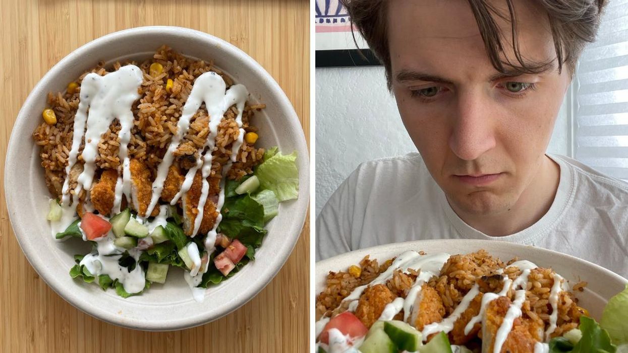 The Cilantro Lime Loaded Bowl. Right: Tristan Wheeler staring down the Loaded Bowl.