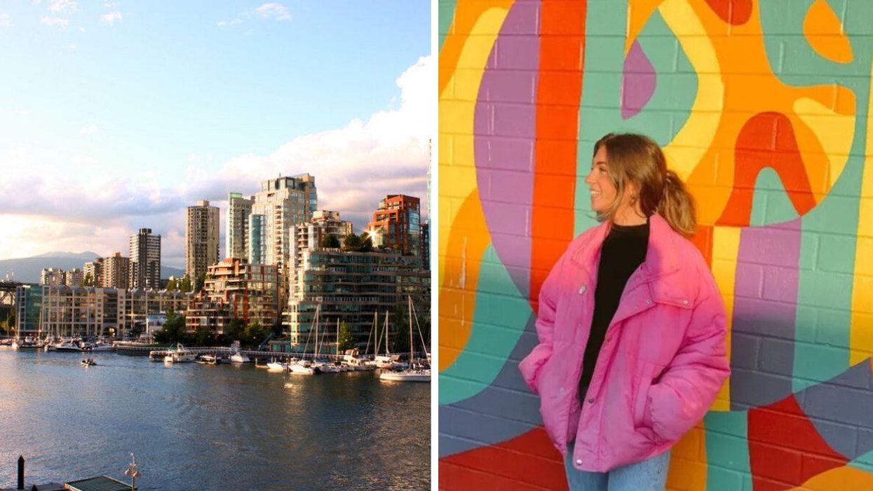 The city of Vancouver. Right: Morgan Leet in Vancouver.