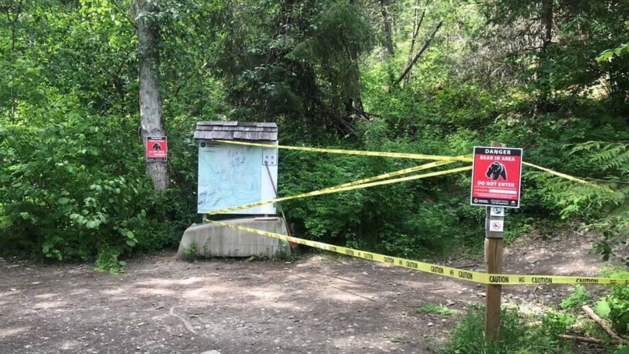 The closed trail in B.C. where the bear attack happened.
