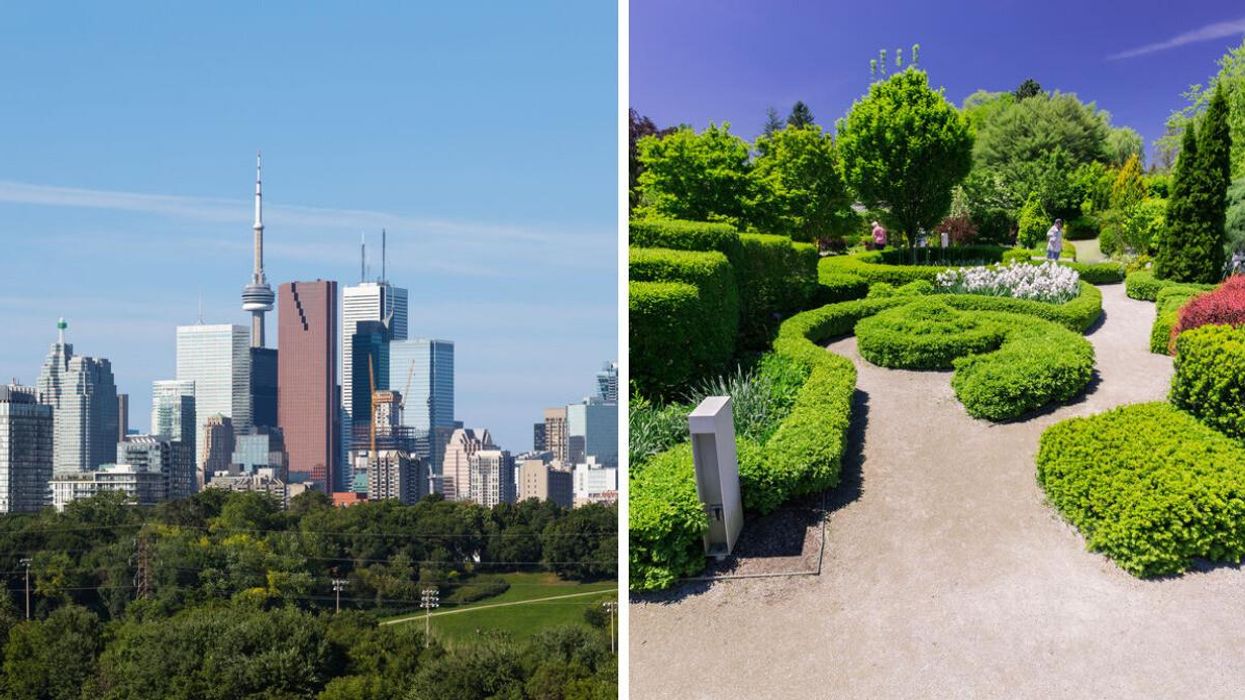 The CN tower in spring. Right: Toronto botanical gardens