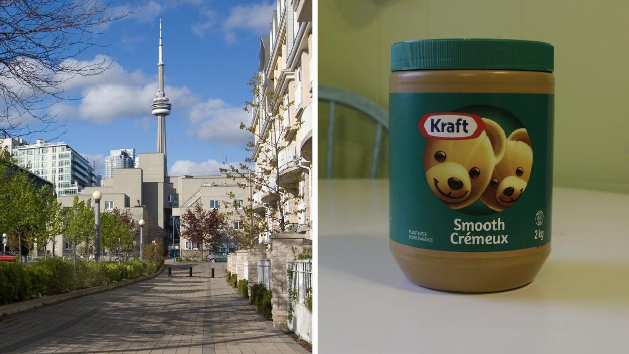 The CN Tower in Toronto. Right: Kraft Smooth Peanut Butter