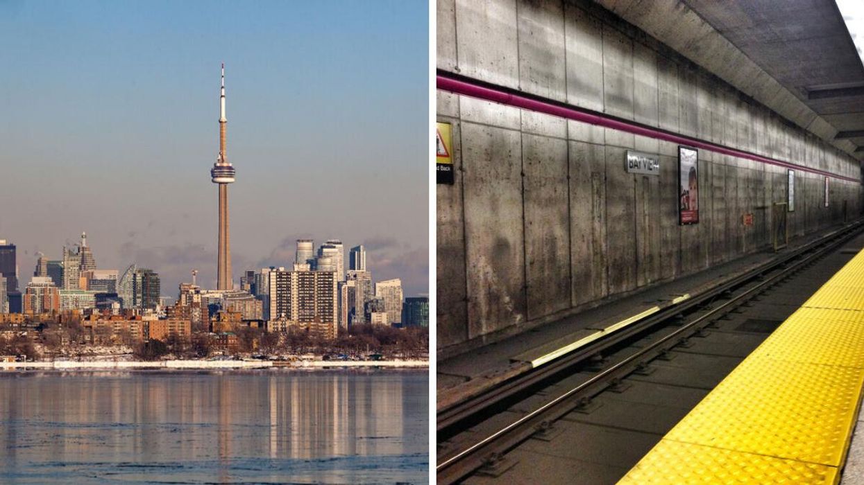 The CN Tower in Toronto. Right: Subway tracks in Toronto
